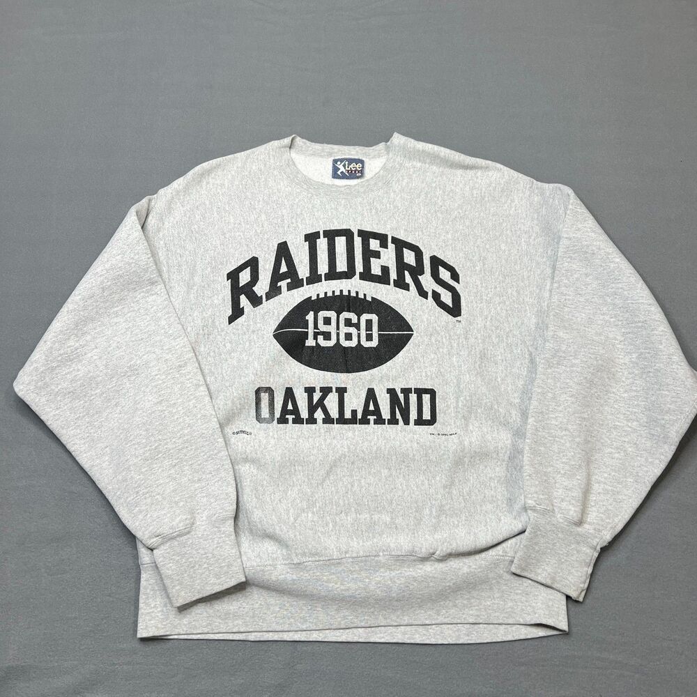 VTG Lee Sport Oakland Raiders Football Sweatshirt Men's XL Heather Gray Pullover